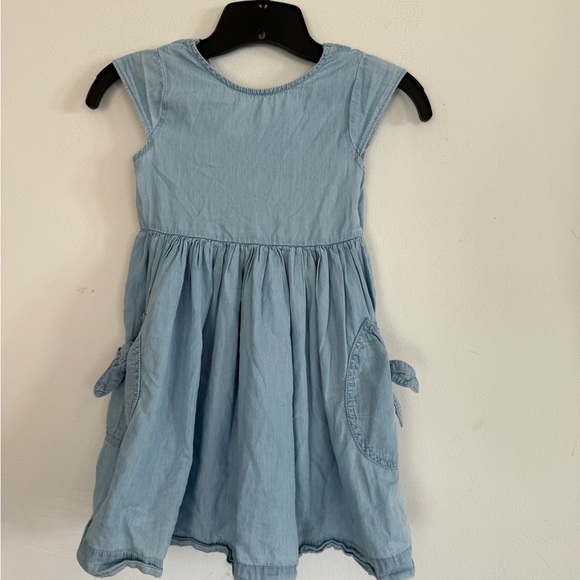 Mayoral Girls Chambray Dress, Soft, Bow Pockets, Size 7 , 122 CM - Picture 2 of 5
